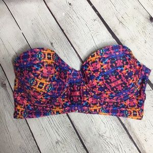 XHILARATION strapless multicolor midi bikini top